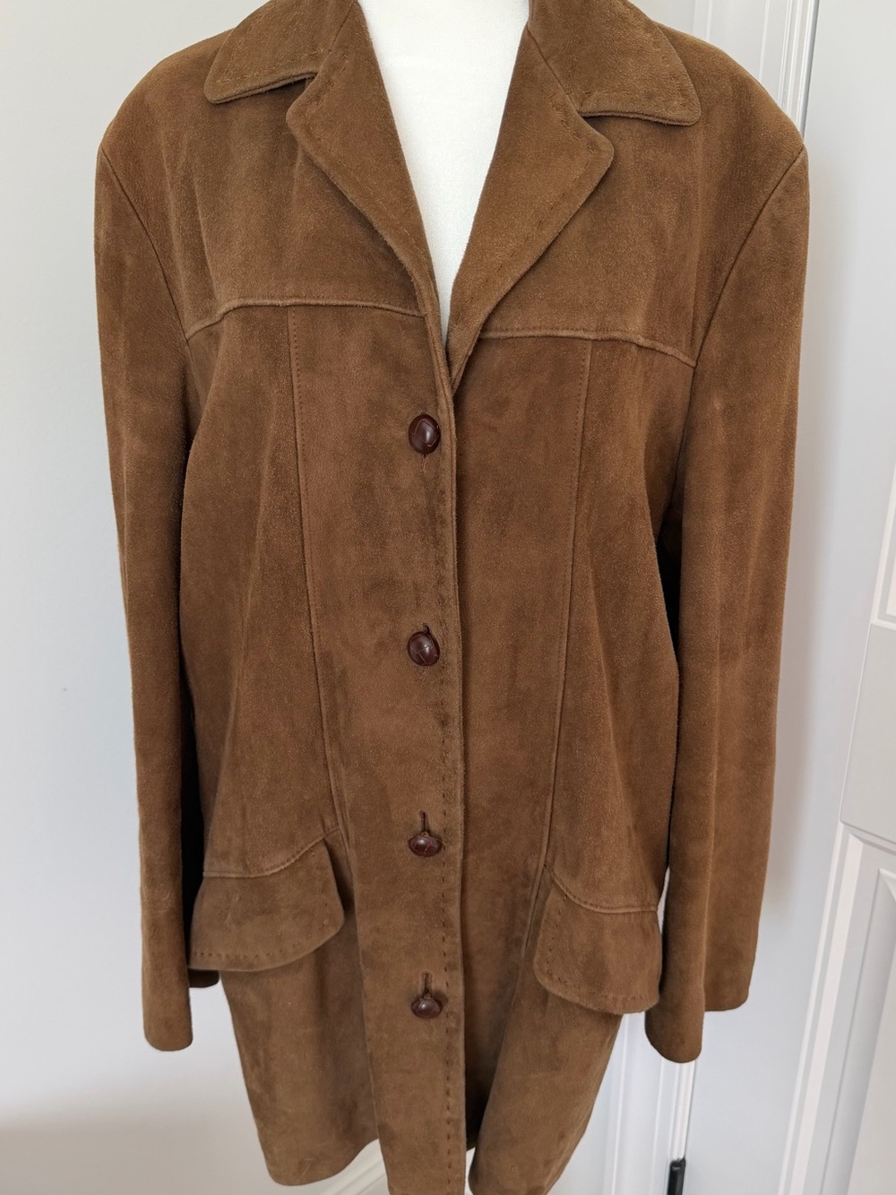 Vintage Golden Bear Sportswear Women's Brown Suede Button-Front Coat